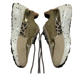 Leopard Print Gold & Glitter Shoes Fashion Sneakers Size 38/US 7